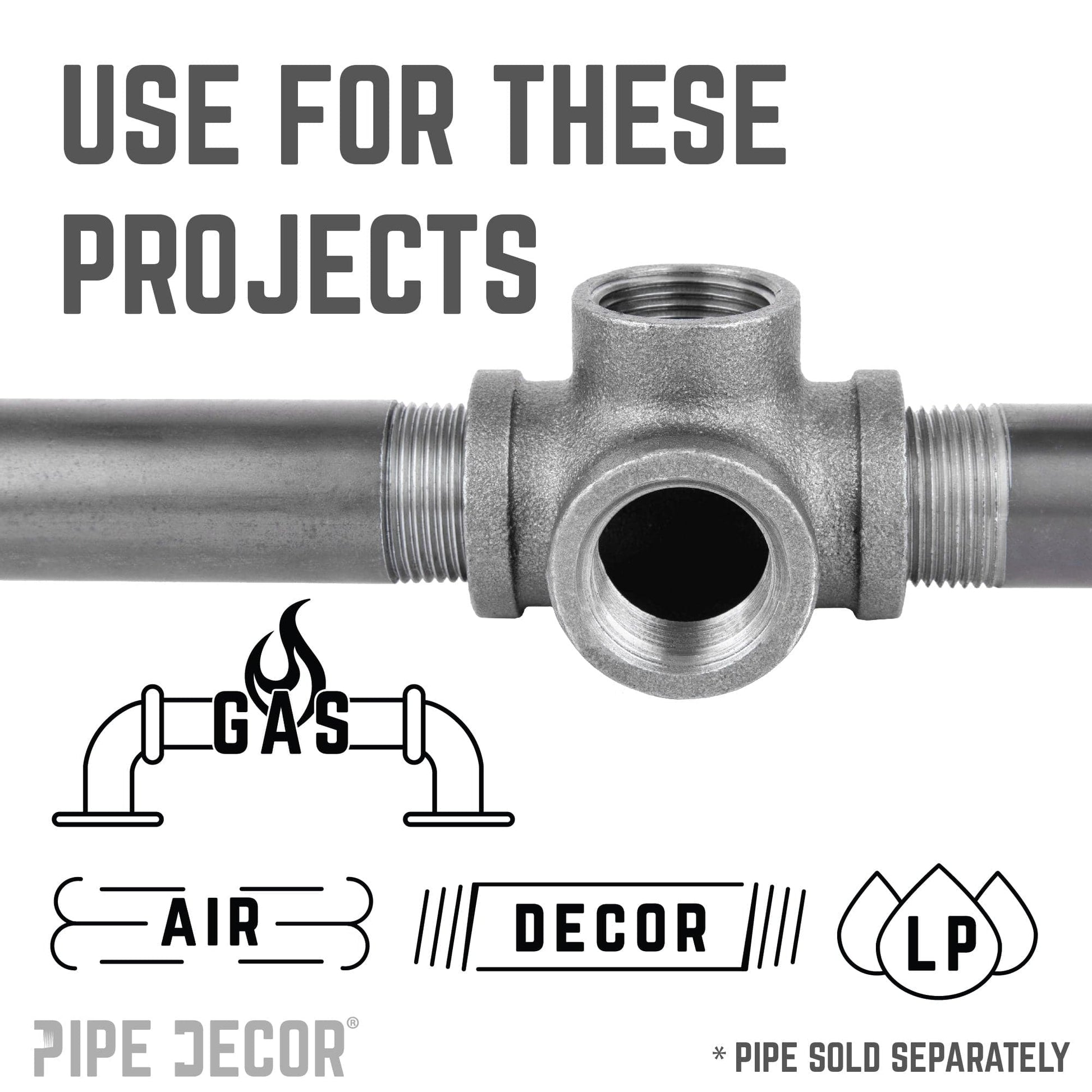 1/2 in. Black Side Outlet Tee PIPE DECOR