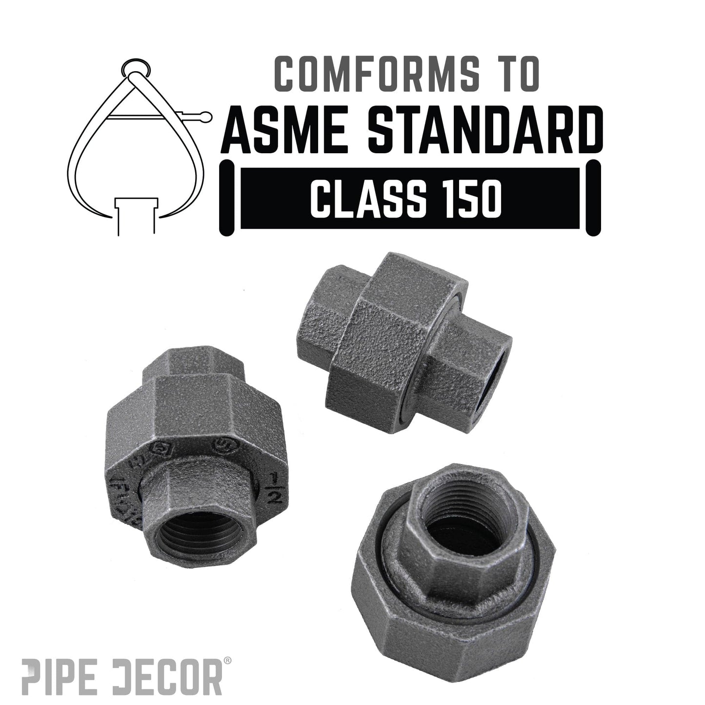 1/2 in. Black Union PIPE DECOR