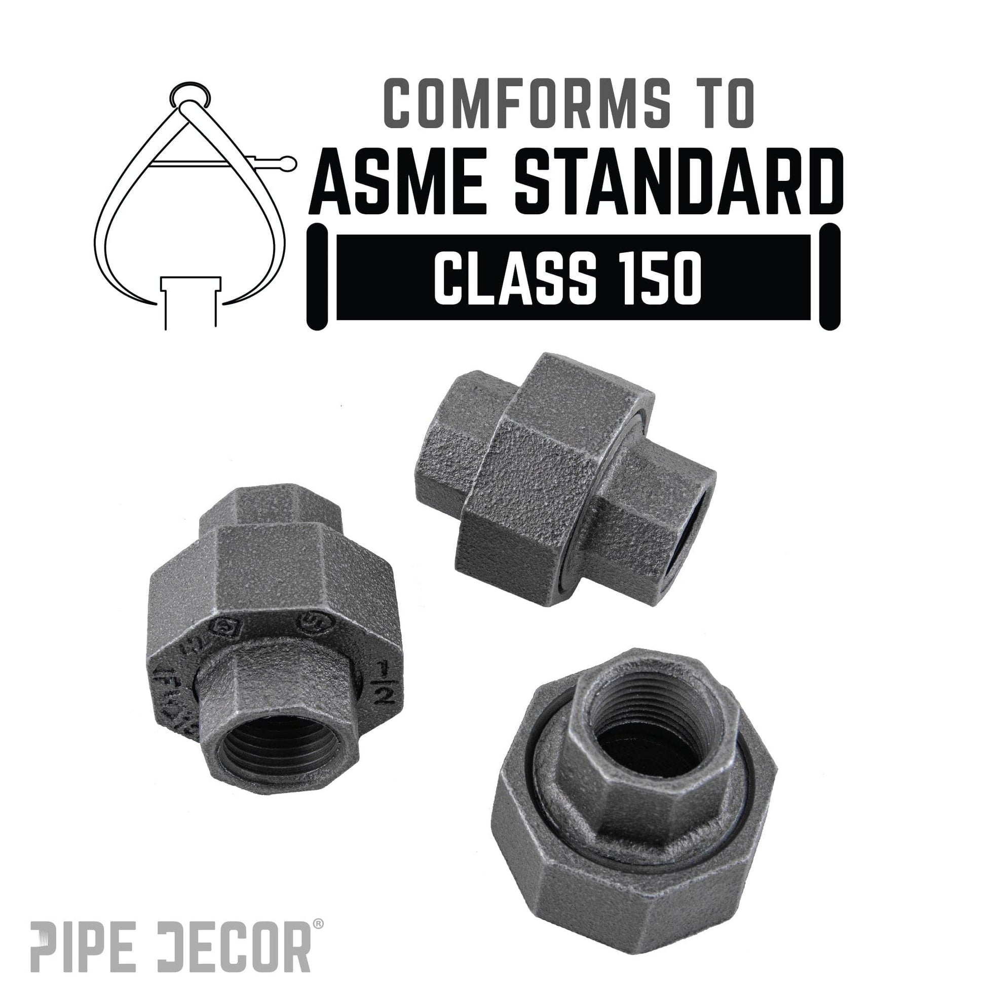 1/2 in. Black Union PIPE DECOR