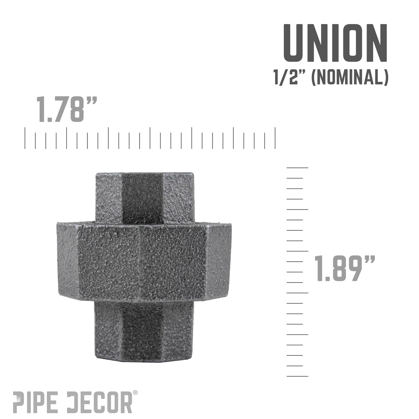 1/2 in. Black Union PIPE DECOR