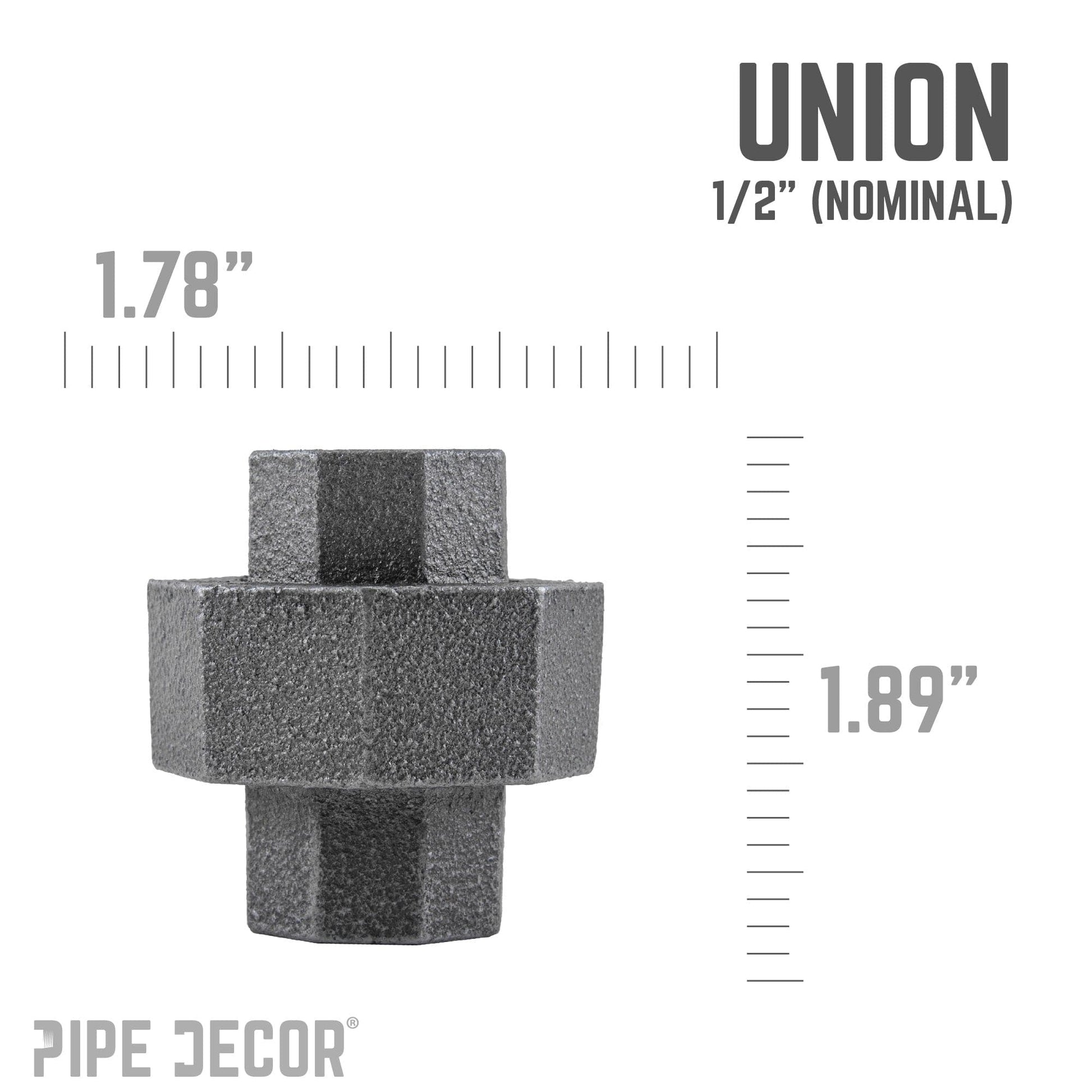 1/2 in. Black Union PIPE DECOR