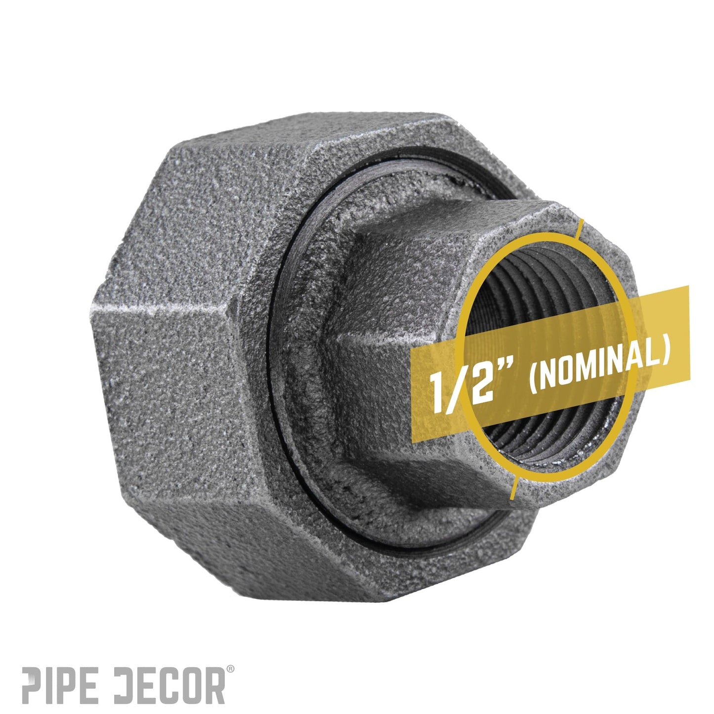 1/2 in. Black Union PIPE DECOR