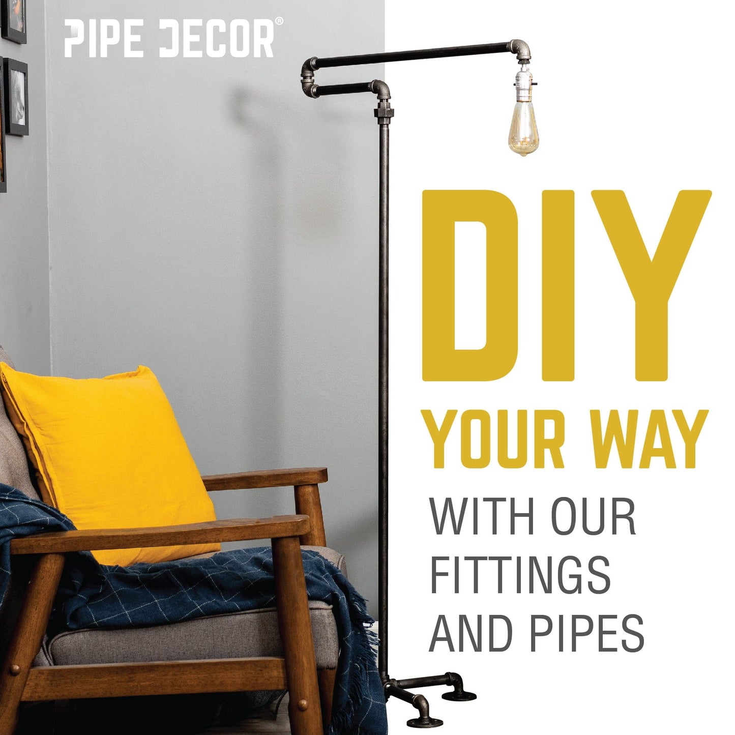 1/2 in. Black Union PIPE DECOR