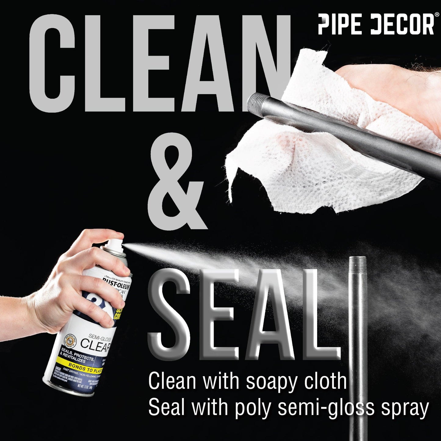 1/2 in. Black Mini Flange PIPE DECOR