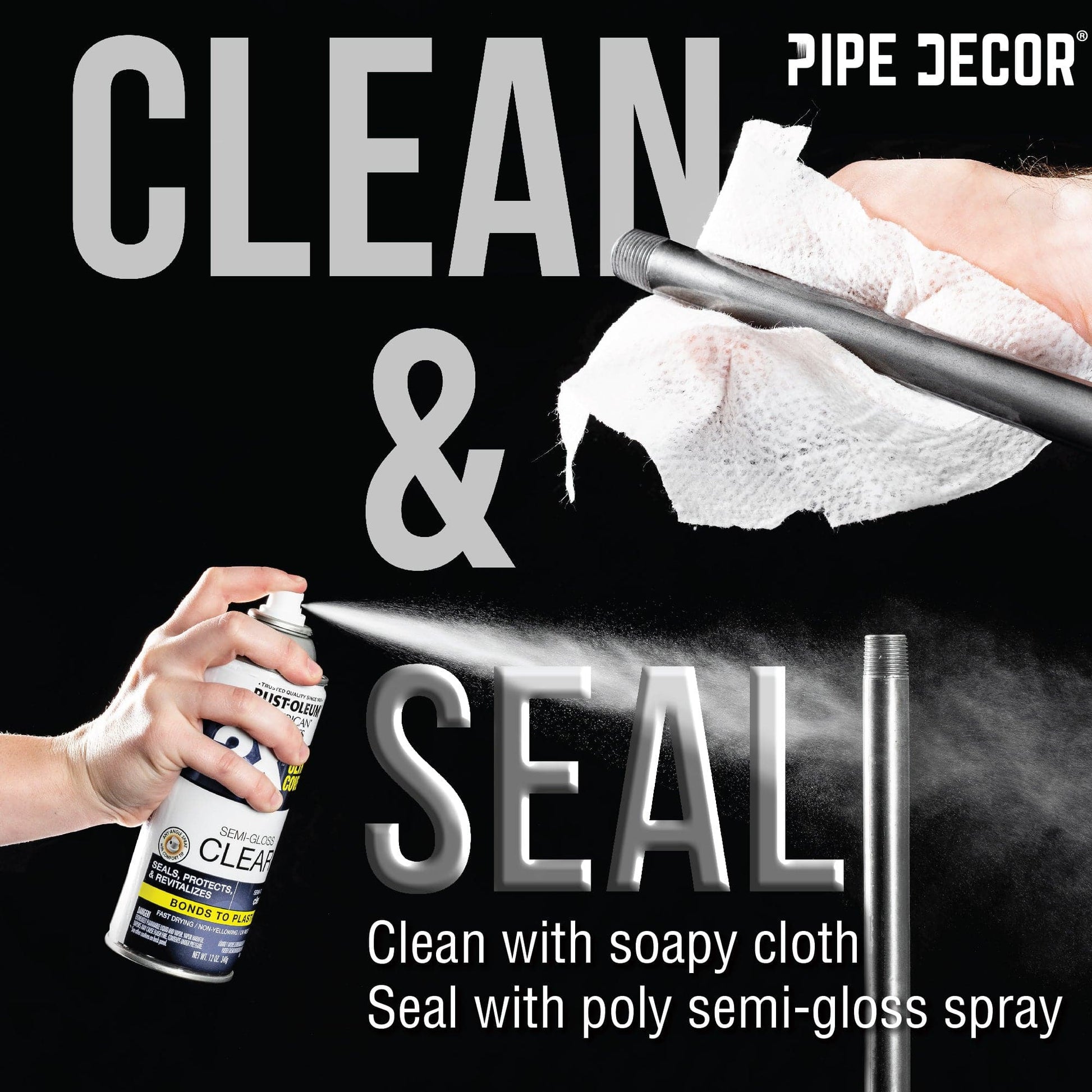 1/2 in. Black Mini Flange PIPE DECOR