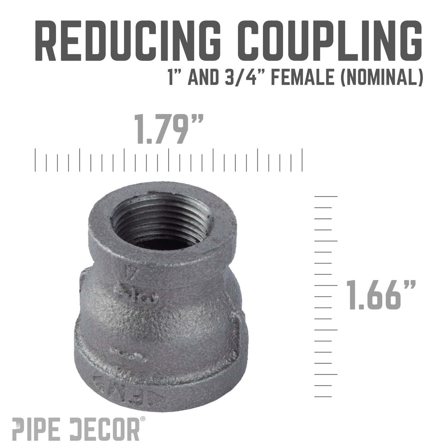 1 in. x 3/4 in. Black Reducing Coupling