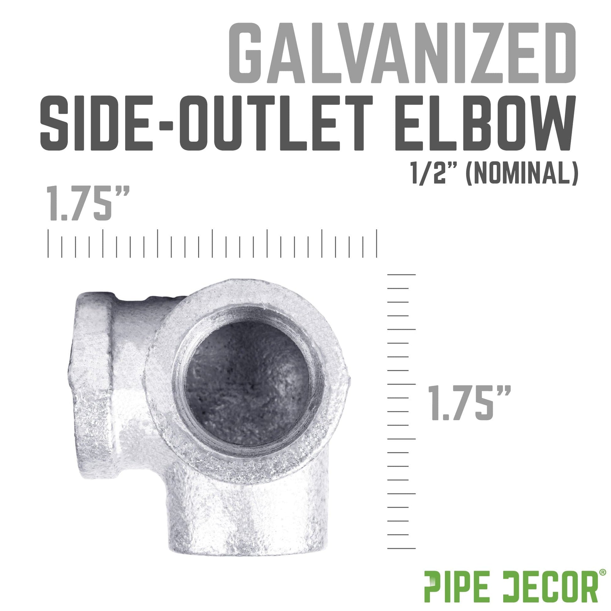 1/2 in. Galvanized Side Outlet Elbow PIPE DECOR