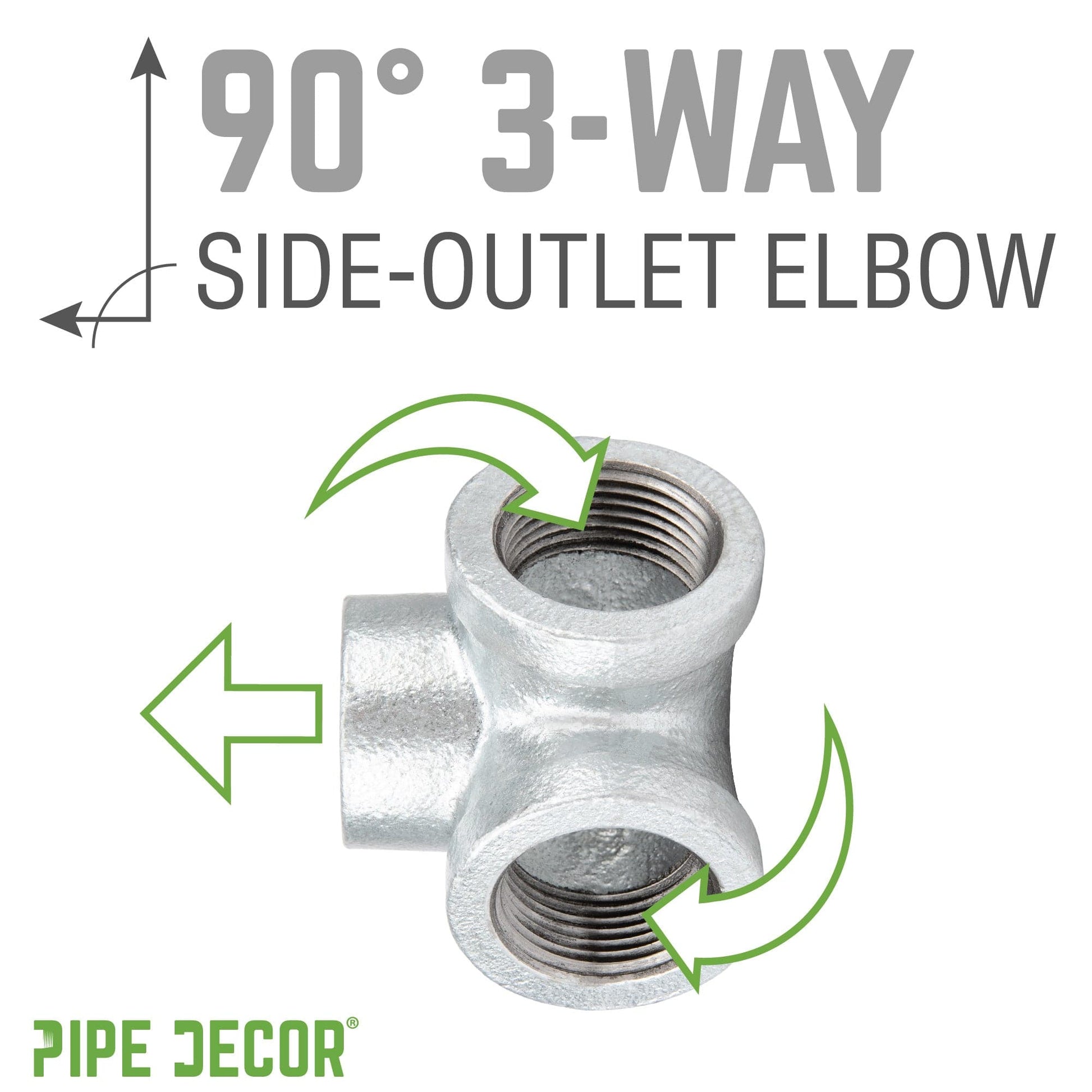 1/2 in. Galvanized Side Outlet Elbow PIPE DECOR
