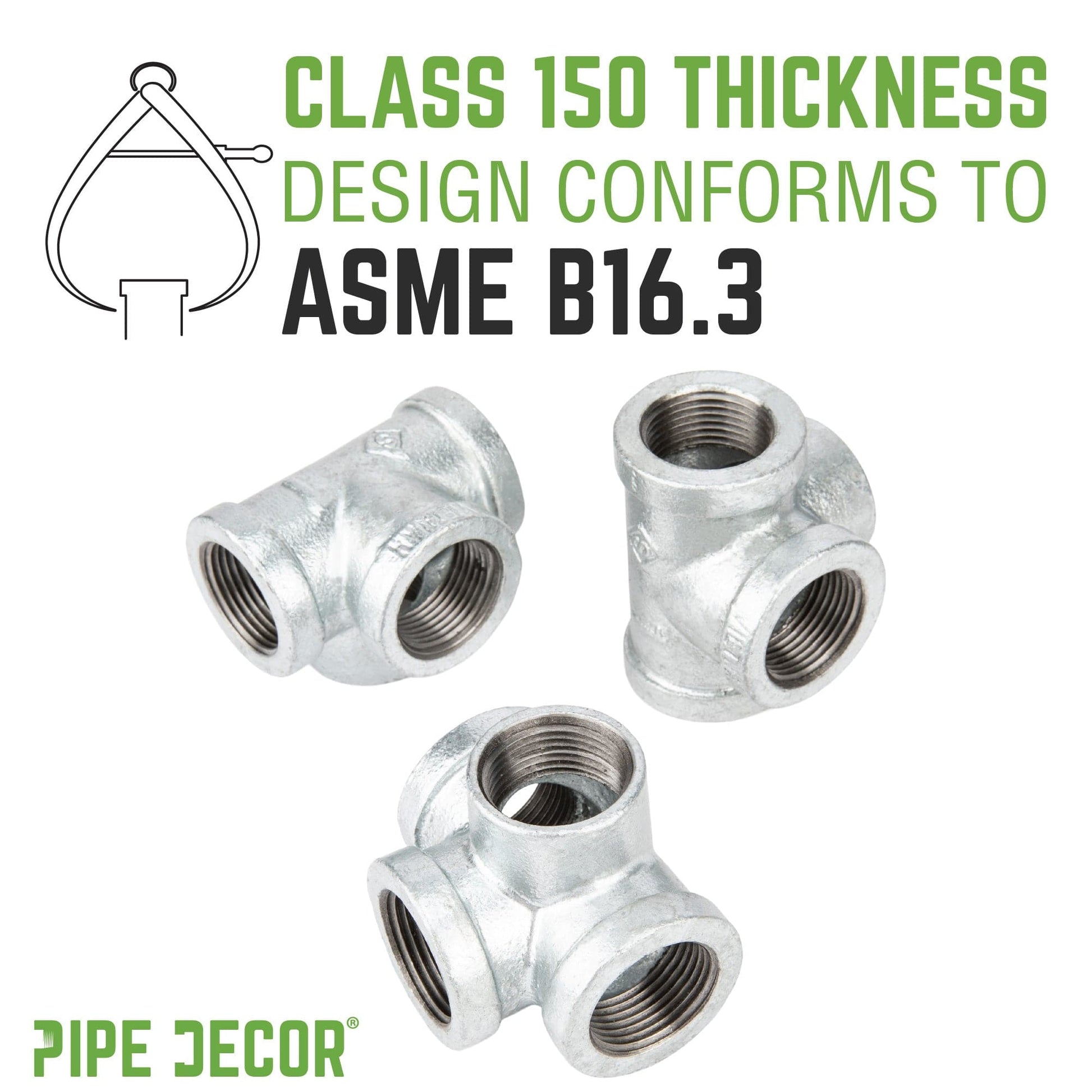 1/2 in. Galvanized Iron Side Outlet Tee PIPE DECOR