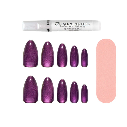 Salon Perfect Magnetic Mirror Effect Purple Nail Set, File & Glue Included, 30 Pieces EasyOptionXY LLC