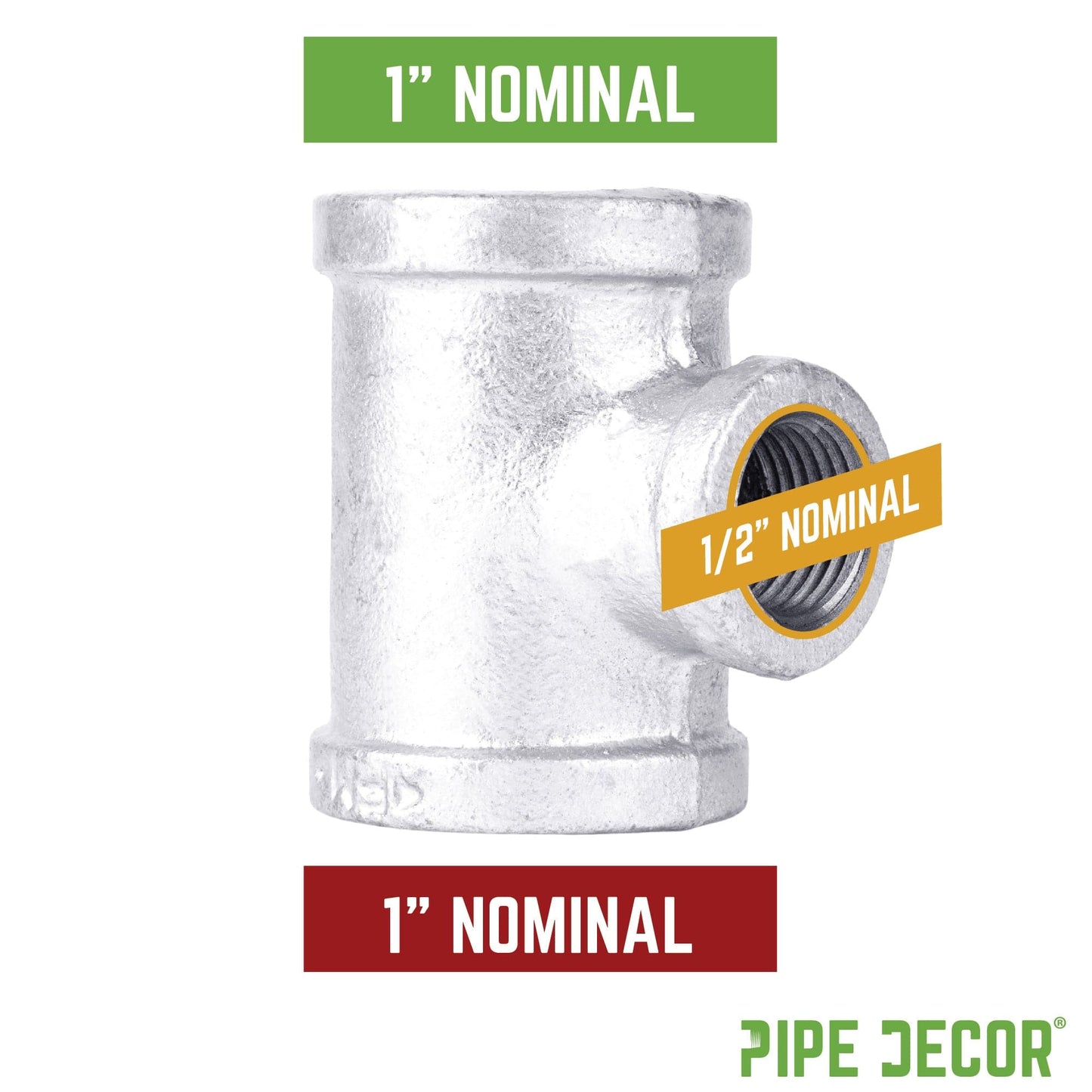 1 in. x 1 in. x 1/2 in. Galvanized Reducing Tee