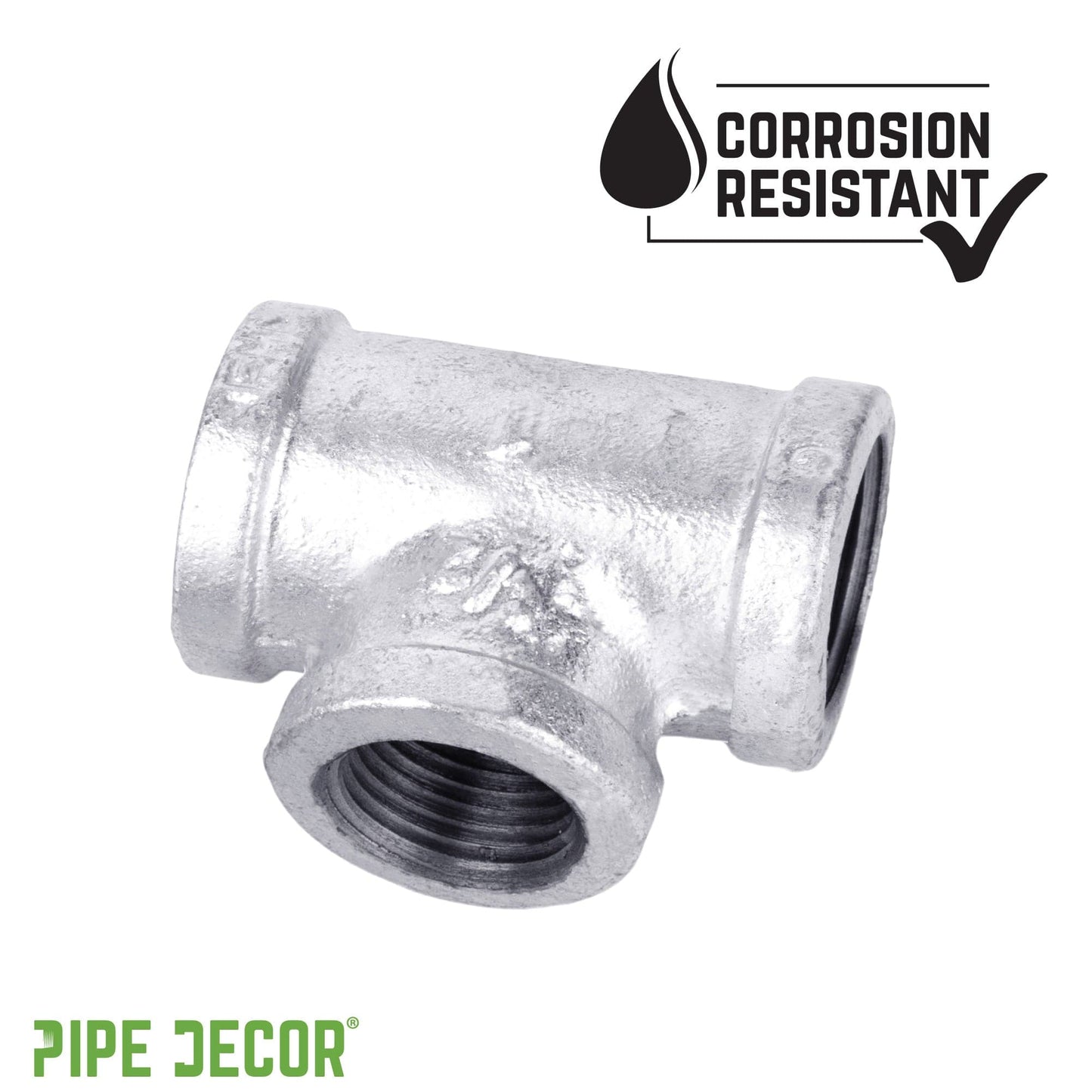 1/2 in. x 1/2 in. x 3/4 in. Galvanized Reducing Tee PIPE DECOR