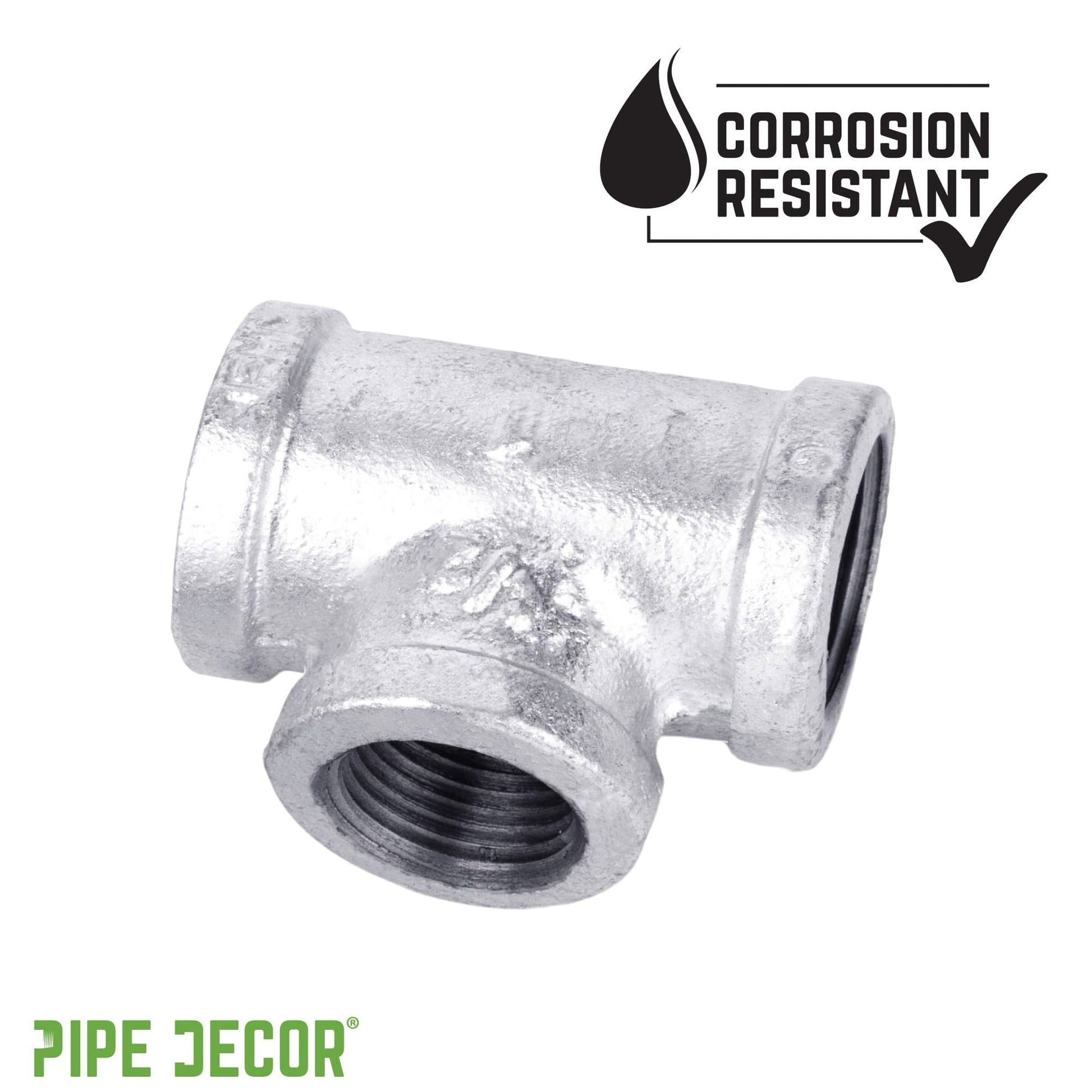 1/2 in. x 1/2 in. x 3/4 in. Galvanized Reducing Tee PIPE DECOR