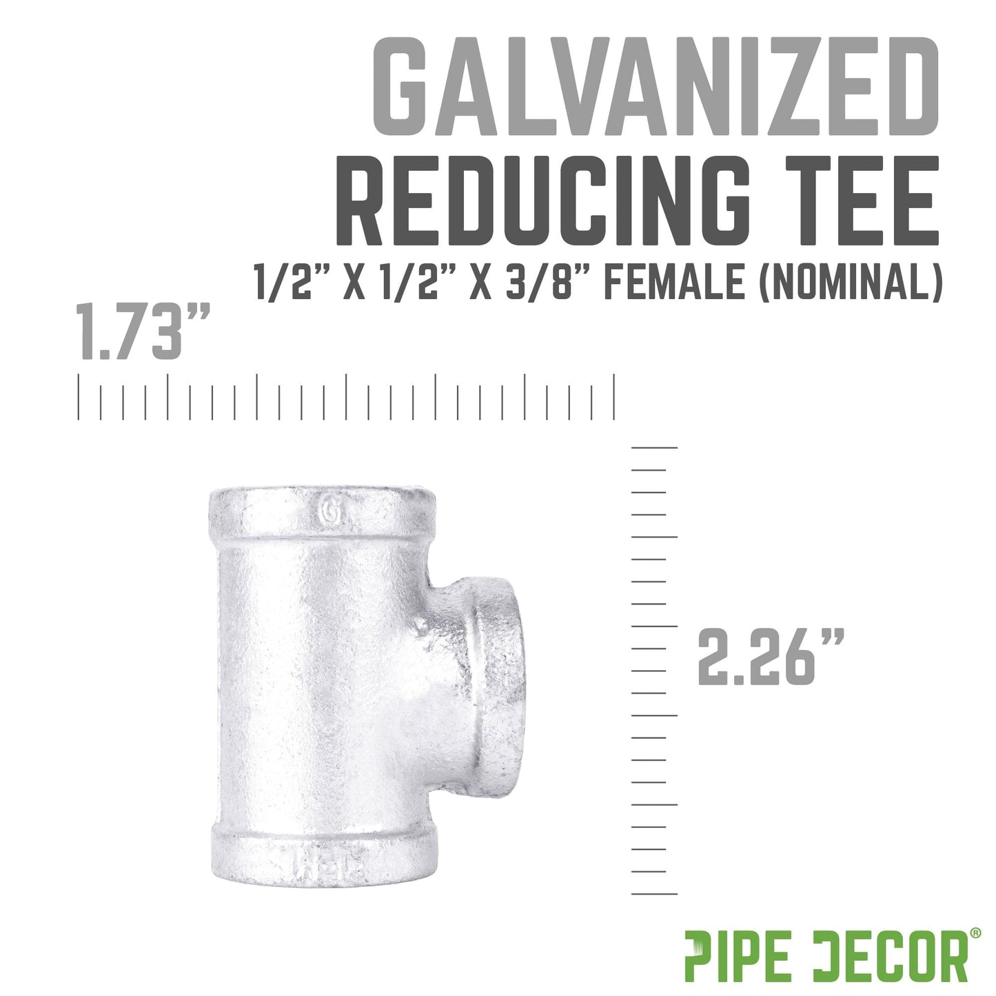 1/2 in. x 1/2 in. x 3/8 in. Galvanized Reducing Tee