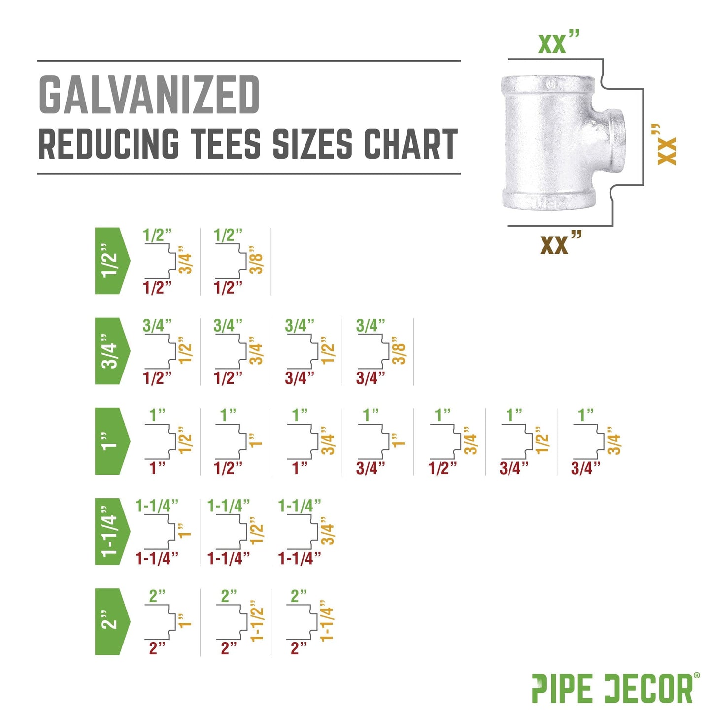 1/2 in. x 1/2 in. x 3/8 in. Galvanized Reducing Tee