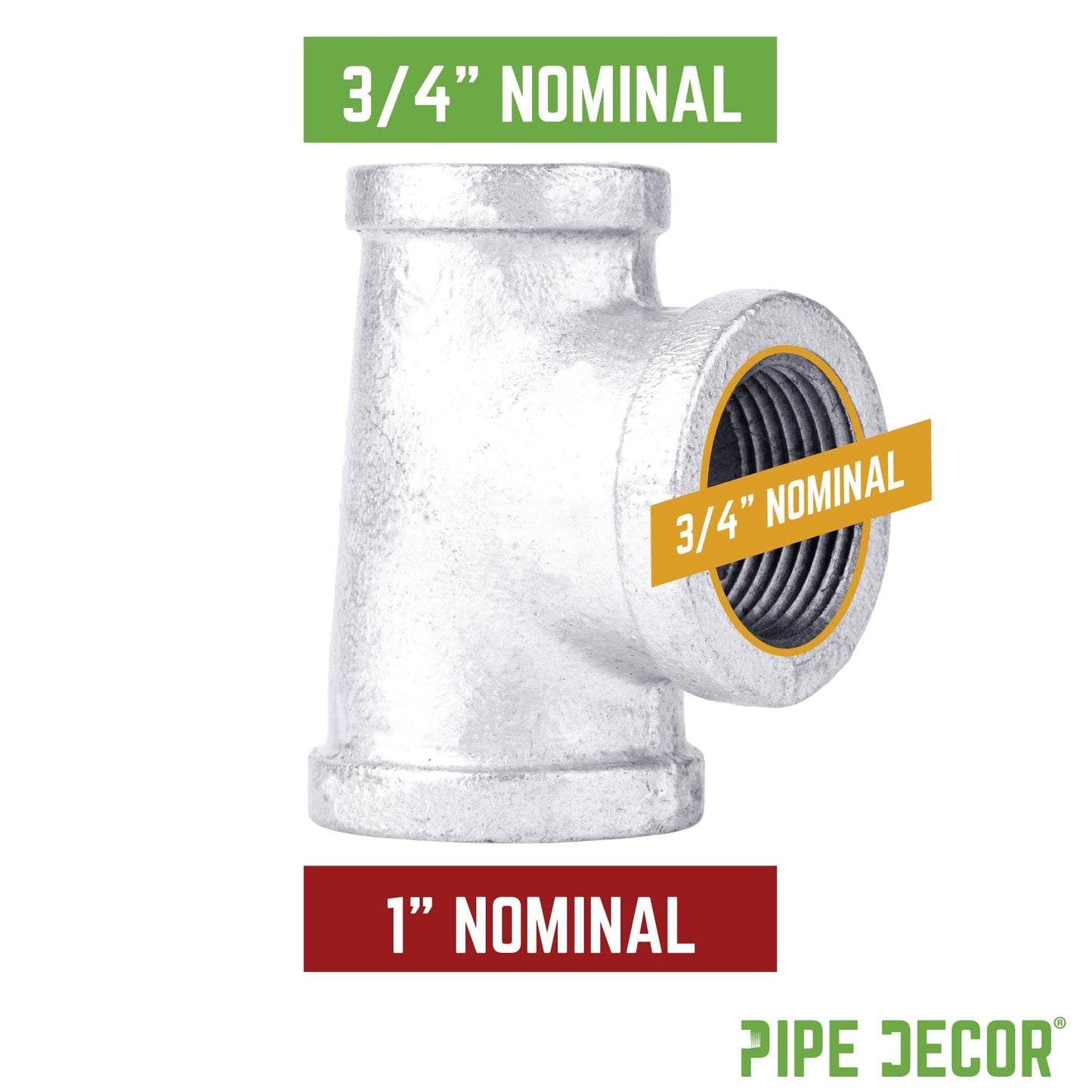 1 in. x 3/4 in. x 3/4 in. Galvanized Reducing Tee