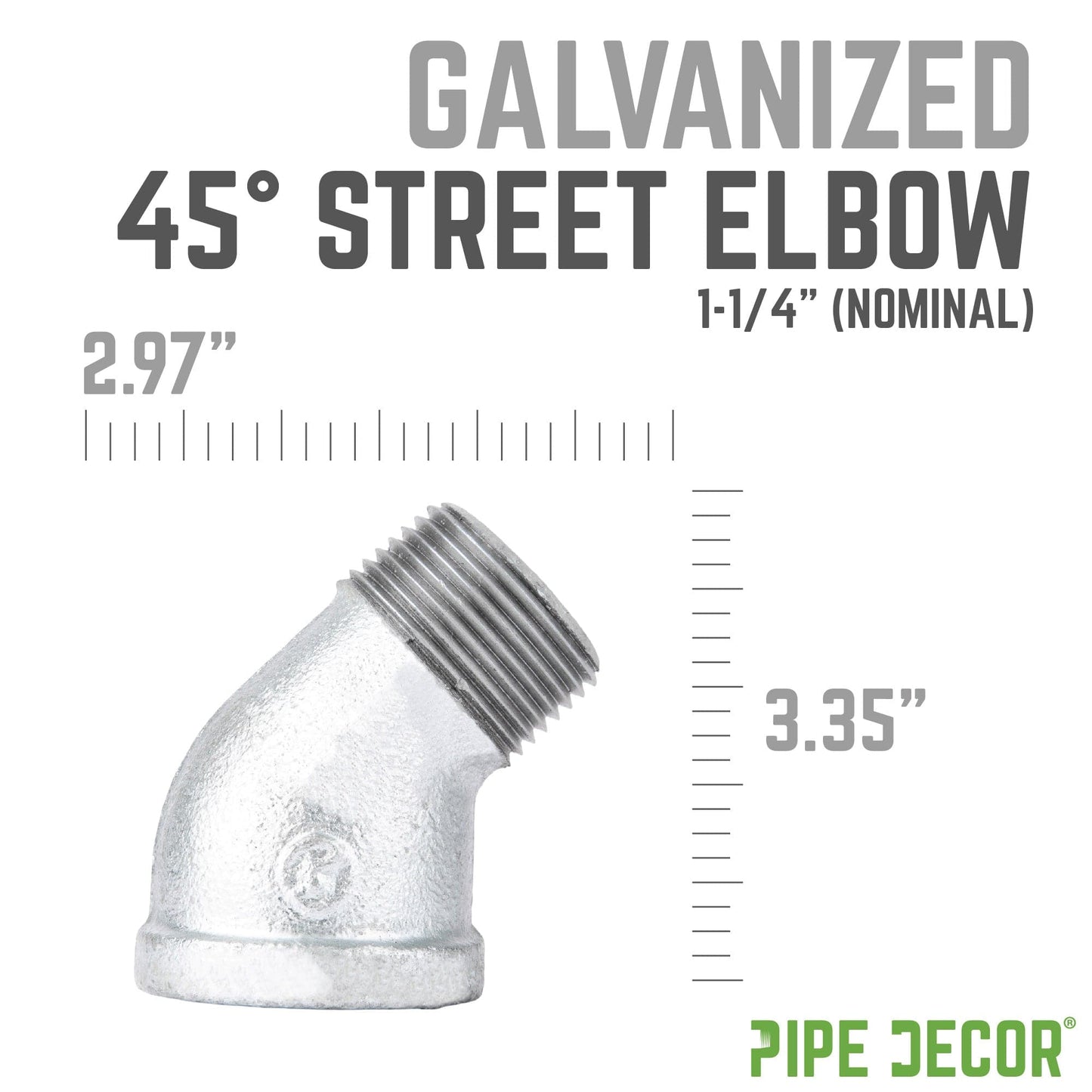 1 1/4 in. Galvanized Iron 45 Degree Street Elbow