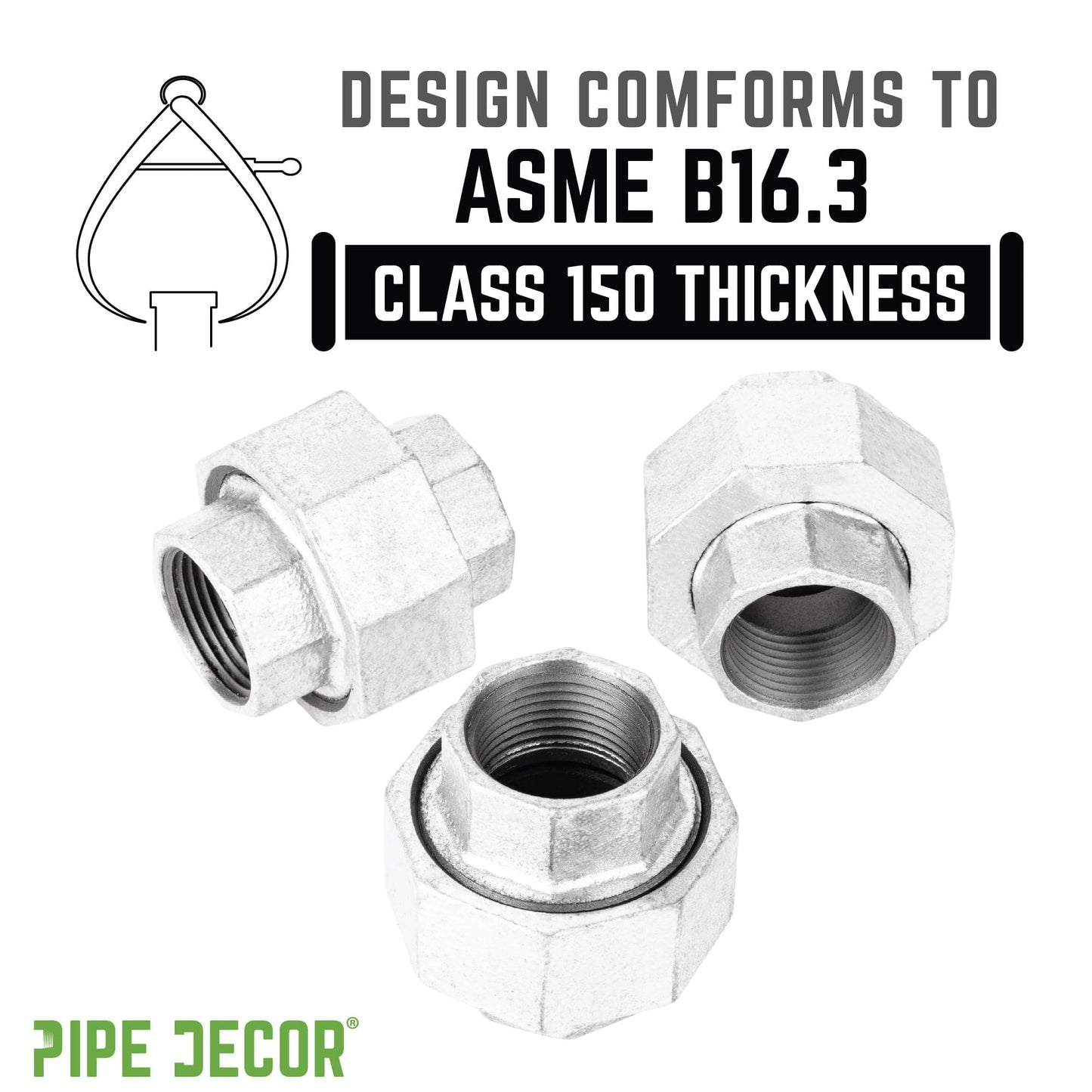 1/2 in. Galvanized Iron Union PIPE DECOR
