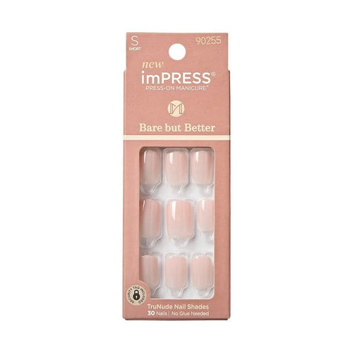 KISS imPRESS Bare but better Short Square Gel Press-On Nails, Glossy Light Pink, 30 Pieces EasyOptionXY LLC