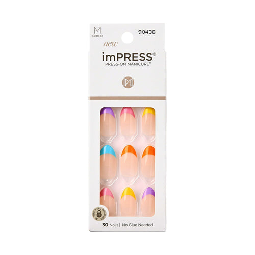 KISS imPRESS Medium Almond Gel Press-On Nails, Glossy Multicolored French, 30 Pieces EasyOptionXY LLC