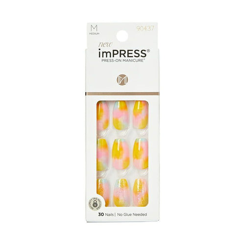 KISS imPRESS Medium Coffin Gel Press-On Nails, Glossy Pink, 30 Pieces EasyOptionXY LLC