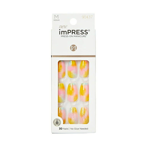 KISS imPRESS Medium Coffin Gel Press-On Nails, Glossy Pink, 30 Pieces EasyOptionXY LLC