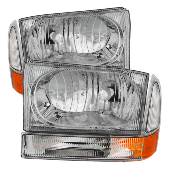 xTune Ford F250/350/450 Superduty 99-04 Crystal Headlights w/ Bumper Lights HD-JH-FF25099-AM-C OffRoadUSA.com