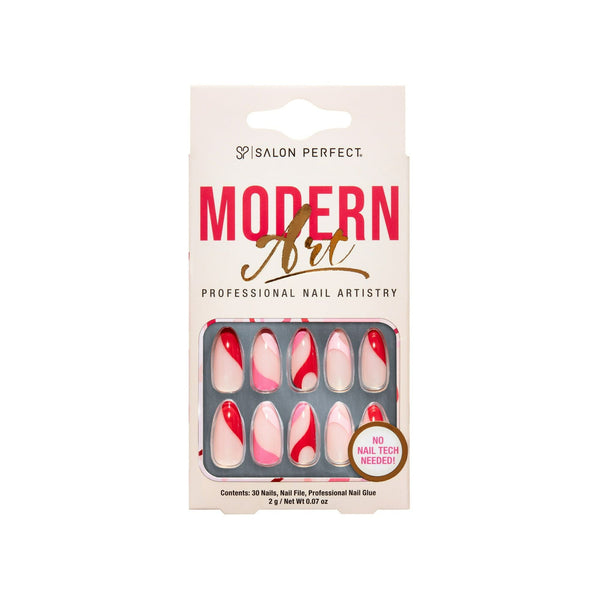 Salon Perfect Artificial Nails, 139 Modern Art Pink Swirl, File & Glue Included, 30 Nails EasyOptionXY LLC