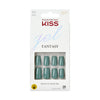 KISS Gel Fantasy Sculpted Medium Square Glue-On Nails, Glossy Dark Green, 'High Life', 28 Ct. EasyOptionXY LLC