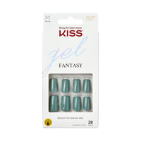 KISS Gel Fantasy Sculpted Medium Square Glue-On Nails, Glossy Dark Green, 'High Life', 28 Ct. EasyOptionXY LLC