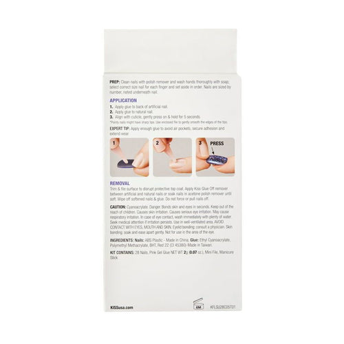 KISS Gel Fantasy Sculpted Long Coffin Glue-On Nails, Glossy Light White, 'True Color', 28 Ct. EasyOptionXY LLC