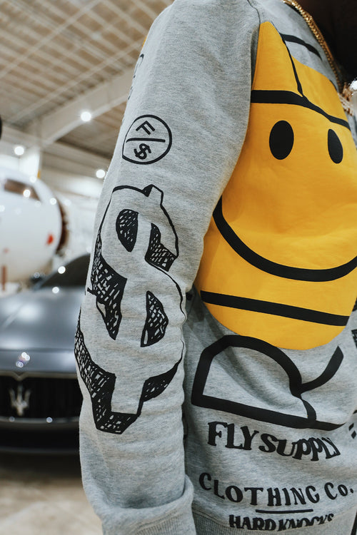 Fly Supply Co Fly Supply Co New Rich Crewneck Sweater (Heather Grey)