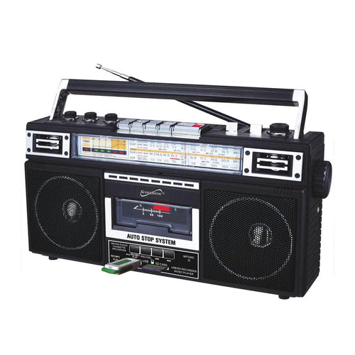 Supersonic 4 Band Bluetooth Radio & Cassette Player + Cassette To Mp3 Converter Jupiter Gear