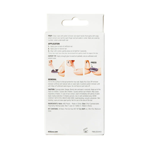 KISS Gel Fantasy Magnetic Long Coffin Gel Nails, Glossy Medium pink, 28 Count EasyOptionXY LLC