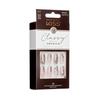 KISS Classy Premium Medium Coffin Glue-On Nails, Glossy Light White, 30 pieces EasyOptionXY LLC
