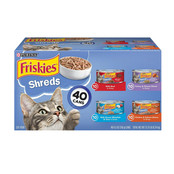 Purina Friskies Shreds Wet Cat Food Variety Pack, 5.5 oz Cans (40 Pack) EasyOptionXY LLC