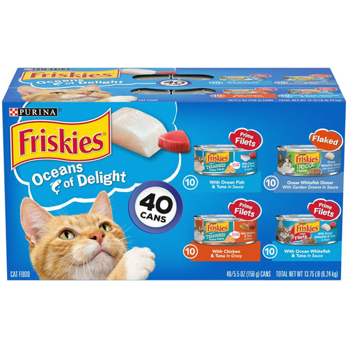 Purina Friskies Ocean Of Delight Wet Cat Food Variety Pack, 5.5 oz Cans (40 Pack) EasyOptionXY LLC