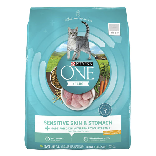 Purina One +Plus Sensitive Skin and Stomach Dry Cat Food Turkey, 16 lb Bag EasyOptionXY LLC