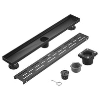 Linear Shower Drain 32" with Removable Grate, Matte Black Polished 304 Stainless Steel Shower Drain, Shower Drain, Floor Shower Drain with Hair Strainer, Adjustable Levelingft