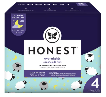 The Honest Company Overnight Baby Diapers, Sleepy Sheep, Size 4, 54 ct EasyOptionXY LLC