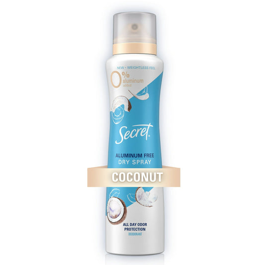 Secret Dry Spray Aluminum Free Deodorant, Coconut and Hemp Seed Oil, 4.1oz. EasyOptionXY LLC