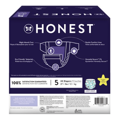 The Honest Company Overnight Baby Diapers, Sleepy Sheep, Size 5, 44 ct EasyOptionXY LLC