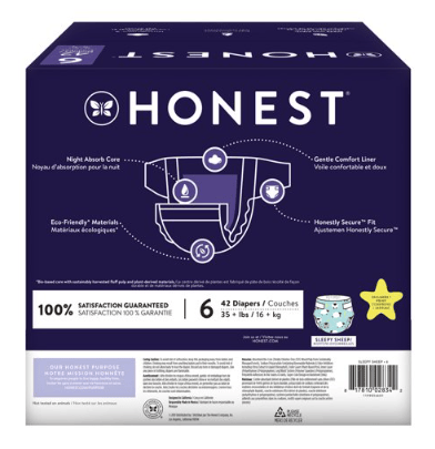 The Honest Company Overnight Baby Diapers, Sleepy Sheep, Size 6, 42 ct EasyOptionXY LLC