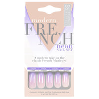 Salon Perfect Neon Modern French Ombre Purple Nail Set 24pc (File & Glue Included) EasyOptionXY LLC