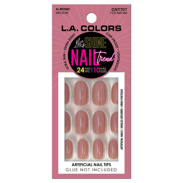 L.A. COLORS Shine Nail Trend Nail Tips, Almond Shape, Yes Ma'am, 24 Pieces EasyOptionXY LLC