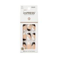 KISS imPRESS Medium Coffin Gel Press-On Nails, Glossy Black & White, 30 Pieces EasyOptionXY LLC