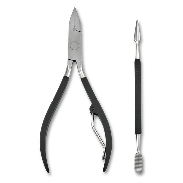 Japonesque Stainless Steel Soft Touch Toenail Clipper and Cuticle Pusher, 2 Piece EasyOptionXY LLC