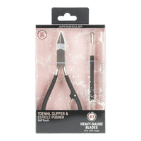 Japonesque Stainless Steel Soft Touch Toenail Clipper and Cuticle Pusher, 2 Piece EasyOptionXY LLC