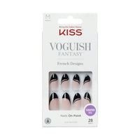 KISS Voguish Fantasy Medium Almond Fake Nails, Glossy Dark Black, 'Magnifique', 28 Ct EasyOptionXY LLC