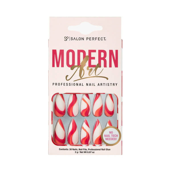 Salon Perfect Modern Art Abstract Swirl Nail Set, File & Glue Included, 30 Pieces EasyOptionXY LLC